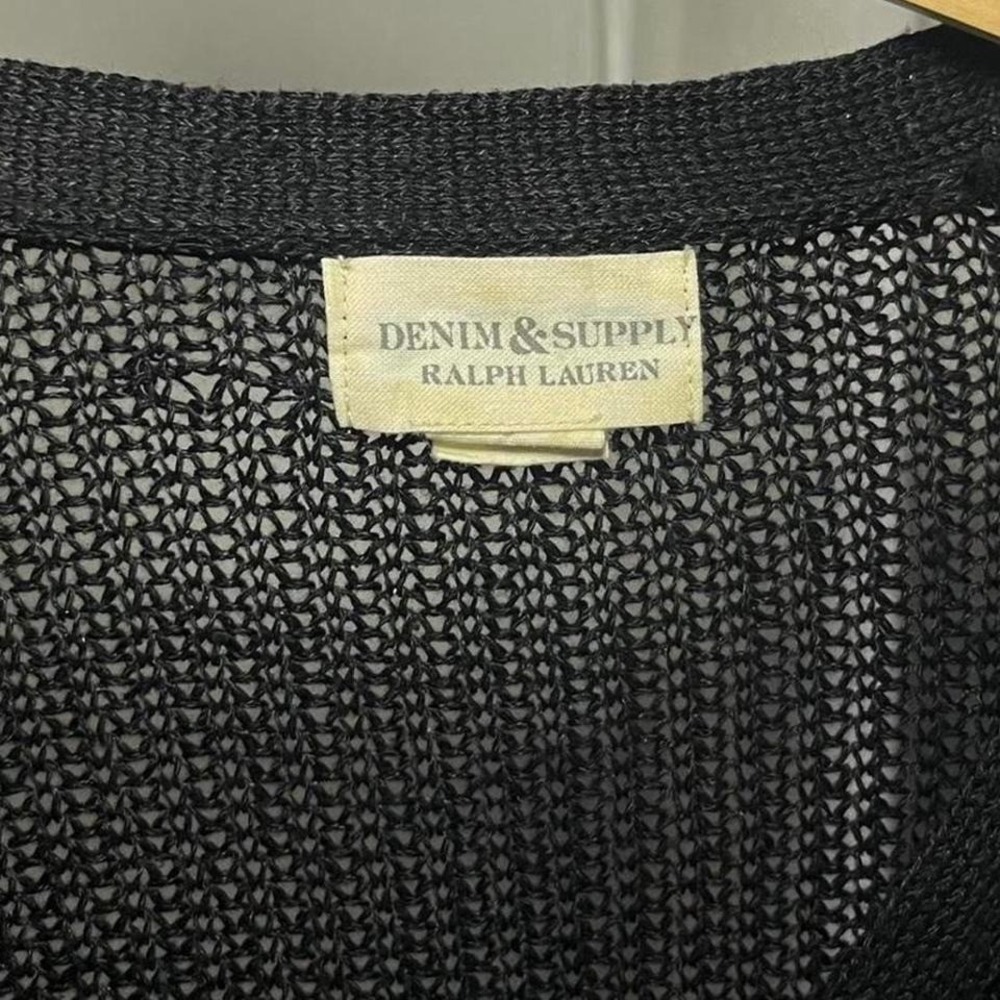 Denim & Supply Ralph Lauren Black Open Knit Linen Cardigan Size S - Picture 6 of 6